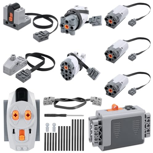 APKLVSR Servo Motor Set,25-Teiliges Elektrisch Spielzeug Motoren, Power Funktion Zubehör mit M/L Motor, Fernbedienung, Batteriebox, Servomotor,Empfänger,Kompatibel mit vielen Modellen