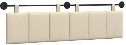 vidaXL Hängendes Kopfteil Creme Stoff, Wanddeko fürs Schlafzimmer: modernes hängendes Kopfteil, gepolsterte platzsparende Platte, verstellbares minimalistisches Design