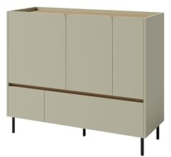 Masseno Kommode Muro 120 cm Sideboard mit 2 Schubladen und 3 Türen für Wohnzimmer Schlafzimmer Modern 120x40x105 cm Hellgrün/Hellgrün