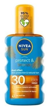 Nivea Sun Protect and Bronze Sunscreen Oil for Tanning SPF30 x200 ml (Pack of 1)