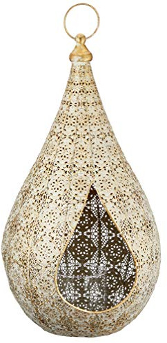 Photophore design mandala - Verre métal doré blanc - Insert en verre pour bougie chauffe-plat (1 photophore Mandala L)