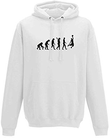 Hoodie Evolution Basketball Dunking Sport Jordan NBA 10 Farben Herren XS - 5XL DBB Alba Brose 46ers Olympia Bulls Celtics Spurs, Größe:S, Farbe:Weiss - Logo schwarz