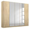 Rauch Möbel Alabama Schrank Kleiderschrank Drehtürenschrank Eiche Sonoma Spiegel, Holz, 5-türig mit Zubehörpaket Premium 3 Kleiderstangen, 6 Einlegeböden, 1 Schubkasteneinsatz BxHxT 226x210x54 cm