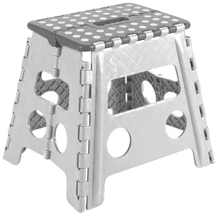 Acan Tradineur - Taburete Plegable Multiusos - PVC - Escalera Antideslizante Infantil - Altillo para Cocina o Baño - Reposapiés para Niños - Máx. 150 kg (Blanco - 32 x 22 x 29 cm)