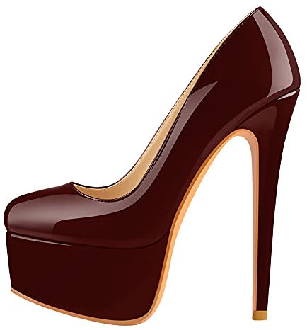 Only maker Damen Plateau Pumps High Heels Stilettos Slip On Damenpumps Sexy Pole Dance Shoes Weinrot EU 38