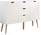 Home Source Sideboard Storage Cabinet, 2 Door, 3 Drawer Cupboard, Solid Wood Legs, White, Scandi Style