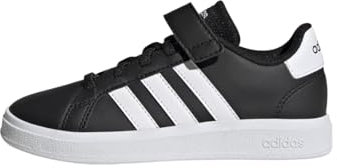 adidas Grand Court Elastic Lace and Top Strap Shoes Chaussures de Tennis, Core Black/Cloud White/Core Black, 28 EU