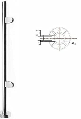Kitchen Kingdom 10mm Toughened Balustrade Glass Panels & Stainless Steel Poles | 316 Grade for Use in Sea Spray Zones (End Pole 2 Clamps Stainless Steel)