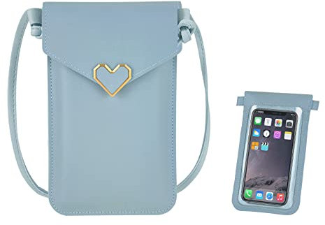 FuninCrea Handytasche zum Umhängen mit Touchscreen, Mode PU Leder Handy Umhängetasche Damen mit transparentem Fenster, Kleine Handy Umhängetasche Damen mit Riemen für Handy, Karte, Telefon