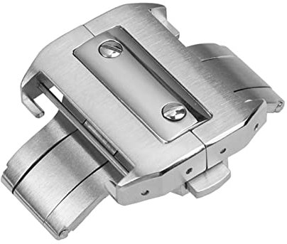 CYSUE Für Cartier Santos 100 Gürtel Edelstahl Faltschnalle Schmetterlingsschnalle Santos Uhrenschnalle 18 mm 21 mm (Farbe: Silber, Größe: 18 mm)