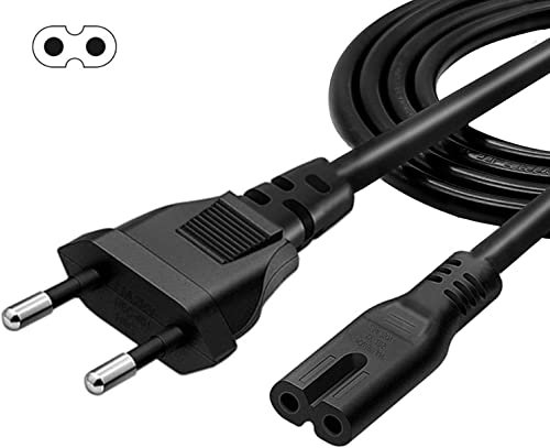 Euro-Netzkabel 1,8 m Netzteil 2-Pin-Netzteil für Xbox One PS4 PS5 Samsung Toshiba Philips Sony TV HP Drucker Asus Toshiba Laptop-Ladegerät und andere Geräte, die EIN 2-poliges Netzkabel benötigen