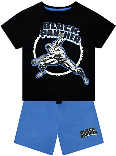 Marvel Boys Top and Shorts Set Black Panther Outfit for Kids Black 11-12 Years