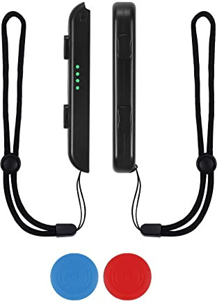 TOYMIS 2 Packs Strap Controller, mit Joystick Cap Wrist Controller Verstellbares elastisches Controller-Armband Handschlaufe für Switch Joycon Controller (Rot, Blau)