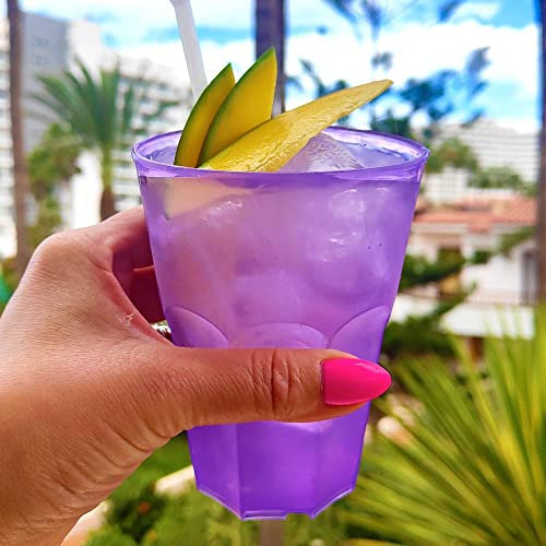Doimoflair Cocktail Glass Reusable Cocktail Cups 35 cl Soft Plastic Set of 25 (Purple)