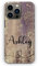 Personalised Initials Phone Case For Apple iPhones, 16, 15, 14,13, 12, 11, Pro Max, Mini, XR, SE Black Heart Name on Brown Gold Glitter Print Hard Phone Cover, Marble Phone Case