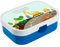 CreaDesign, Brotdose Kinder mit Fächern personalisiert Lunchbox blau mit Bento Einsatz, Brotbox mit Unterteilung Bagger