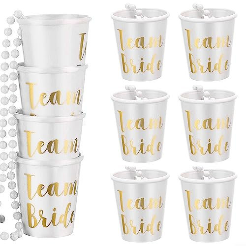 Bridal Shot Glass Necklace, Pack Of 10 Bachelorette Party Bride for TRIBE Cups Bridal Shower Decoration,White