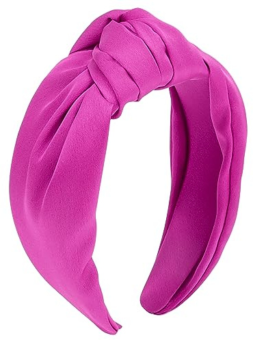 Jaciya Bandeaux noués pour femmes et filles - Large bandeau rose vif antidérapant - Bandeau vintage tendance - Accessoires pour cheveux