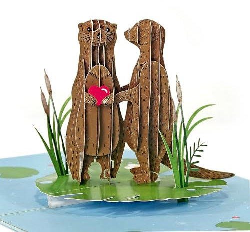 Pop Up Karte Zum Geburtstag - Happy Birthday To My Otter Half - 3D Geburtstagskarte Liebe Für Männer Frauen - Karten Geschenk Frau Mann Freund Freundin – Kommt mit Aufklebern – Von Central 23