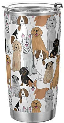 Vaso de perro salchicha, perro perro husky, taza de café aislada, contenedor de bebidas, taza de viaje para oficina con popote y tapa, 20 onzas, regreso a clases, G