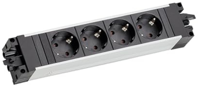 BACHMANN Steckdosenleiste Step ALU 4-Fach GST18 Schwarz 906.18802 (modulares Stecksystem mit vielseitiger Anwendung und robustem Aluminiumprofil)