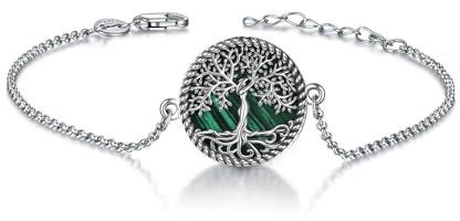 YAFEINI Baum des Lebens Armband Sterling Silber Malachit Baum des Lebens Armband Baum des Lebens Schmuck Geschenke für Frauen