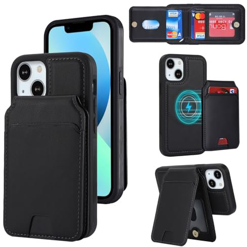 Zouzt for iPhone 13 Mini Detachable 2 in 1 Wallet Case with Card Holder for Magsafe, Magnetic PU Leather Flip Credit Slot Protective Phone Cover Women Men for iPhone 13 Mini 5.4 Inch - Black