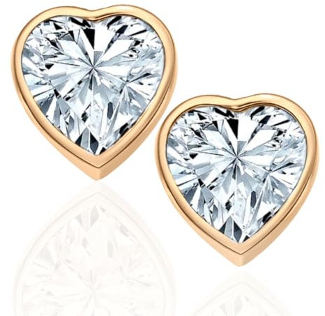 Herz Ohrringe Roségold vergoldet festliche Herz-Ohrstecker kleine Herzohrringe Ich liebe Dich Geschenk für Frau Ehefrau Freundin Geschenkidee zum Geburtstag Jahrestag Hochzeitstag Weihnachten