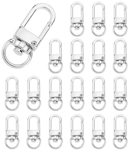 RAFIYU 20 Stück Metal Hummer Krallenverschlüsse Drehbare Lanyards Trigger Snap Hooks Riemen Für DIY Taschen Basteln Geldbeutel Rucksack und Schmuckzubehör (Silber)