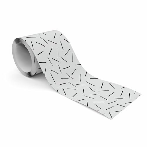 Muralo - Selbstklebende Bordüre - Tapetenbordüre Wandbördure - Dekorative Wandtatto für Wände, Möbel, Decken, Tapeten, Wandverkleidungen, Türen - Linien auf grauem Hintergrund - Br.10cm x Hö.300cm