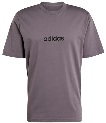adidas Men's Essentials Linear Single Jersey TEE, Grey strata/Black, S