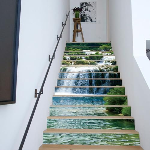 Fliesenaufkleber Wasserfall Küchenrückwand,Wasserdicht Ölfest ​Klebefliesen Küche Fliesenaufkleber Bad,Fliesenfolie 3D Wandpaneele Selbstklebend 12 PC(18x100cm)