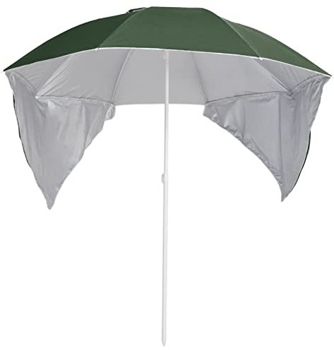 Homgoday Sombrilla de Playa con Paredes Laterales Verde 215 cm