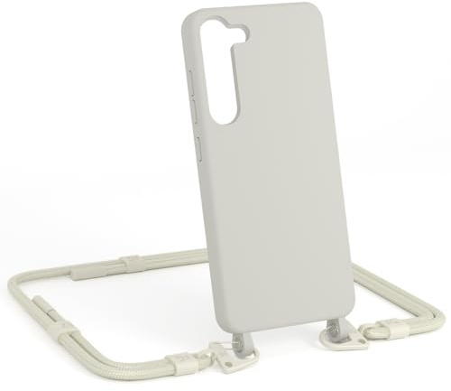 ZhinkArts - Handykette kompatibel mit Samsung S24 Plus - Handyhülle zum Umhängen - Band/Schnur abnehmbar - Necklace - Karabiner - Chalk - Kreide