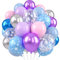 Frozen Balloons, Blue Purple Balloons Metallic Purple Blue Silver Pink Balloon Snowflake Balloon for Girls Woman Ice Snow Frozen Birthday Winter Theme Baby Shower Wedding Party Decorations