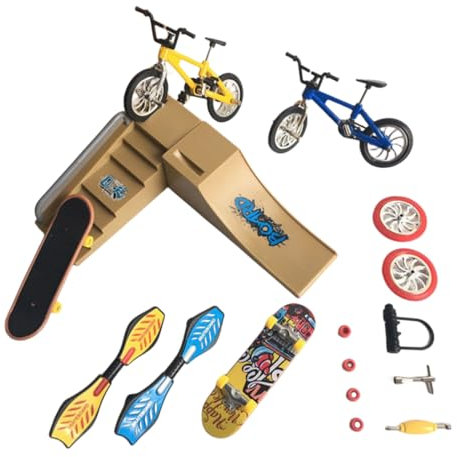 CHUANGOU 17 Pieces Fingerboard Finger Roller Set, Fingerboard Skatepark Mini Finger Toy,Finger Skateboard Ramps Set