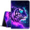DIGTIALLL Case for Amazon Kindle Fire HD 10 Tablet (9th/7th/5th Generation,2019/2017/2015 Release) 10.1 PU Leather Smart Protective Cover with Auto Sleep/Wake,Tiger in Galaxy