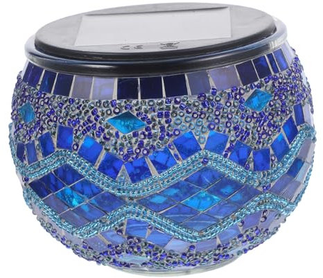 CAXUSD Solarleuchte Glasmosaik Design Außenleuchte Gartenleuchte Solarbetrieben Mosaiklichter Solarleuchten