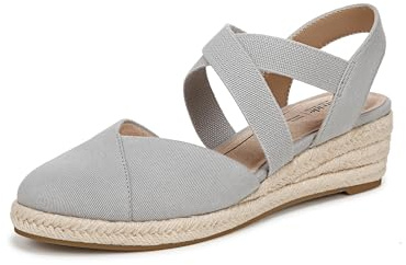 LifeStride Womens Kimball Espadrille Wedge Sandal Cloudy Grey 5 M