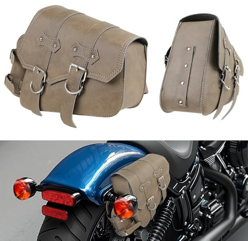 DREAMIZER Motorrad Satteltaschen Universelle Leder Motorrad Tasche mit Trinkflaschen Tasche wasserdichte Motorradzubehör Kompatibel mit Harley Honda Kawasaki Suzuki Yamaha