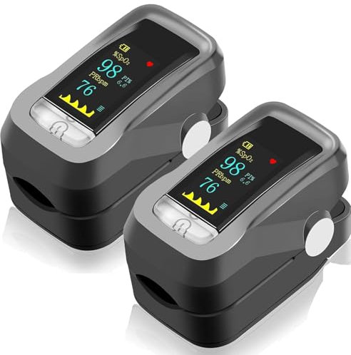 Bestyks Pulsoximeter, SauerstoffsäTtigung MessgeräT Finger, Pulsoximeter Fingeroximeter für Die Messung Des Pulses Und Der SauerstoffsäTtigung Am Finger (Schwarz, 2 Pack)