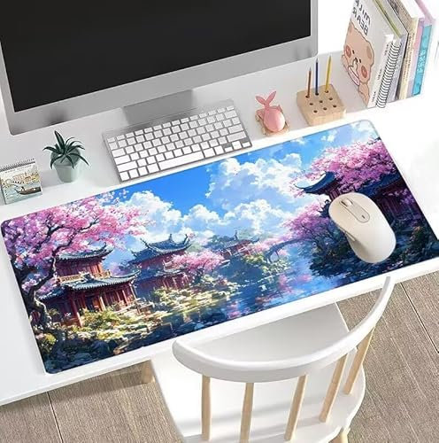 Mauspad Blau Mauspad XXL 1400x700x3mm Schreibtischunterlage Wolke Mousepad Large Size Anti Rutsch Basis Mouse Pad, Verbessert Geschwindigkeit Gaming-Mauspads, Gaming Zubehör für PC Office Home W5-213