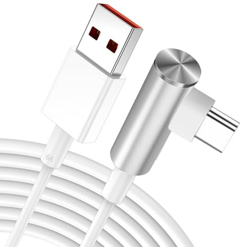 Viojrlly Cavo USB Type-C 1,8M, 120W 6A Cavo per Xiaomi Ricarica Ultra Rapido 90 Gradi Cavo USB C per Xiaomi 14 13/11T/Mi 11i/10T Lite/per Redmi Note 12/Pro/11S/10 120 Watt Fast Turbo Charge per Xiaomi