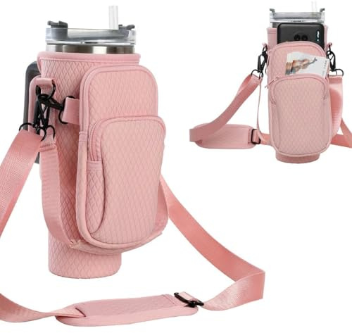 RISAKOGO Tasche für Stanley Cup 40oz, Rosa, Verstellbarer Schultergurt, 2 Kompartimente, Hochwertiges Neopren