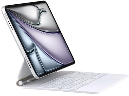 QUARK Keyboard Case for iPad Air 13 inch (M3 2025 / M2 2024) and iPad Pro 12.9 inch (6th/5th/4th/3rd Gen), Magic Keyboard Case with Multi-Touch Trackpad, Backlit, White