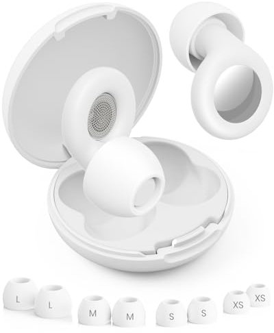 Upgraded Ear Plugs for Sleep Noise Cancelling - Klearlook Reusable&Washable Ultra Soft Silicone Earplugs for Hearing Protection,45dB Noise Reduction Earbuds, 8 Ear Tips XS, S, M, L,Carrying Case,White