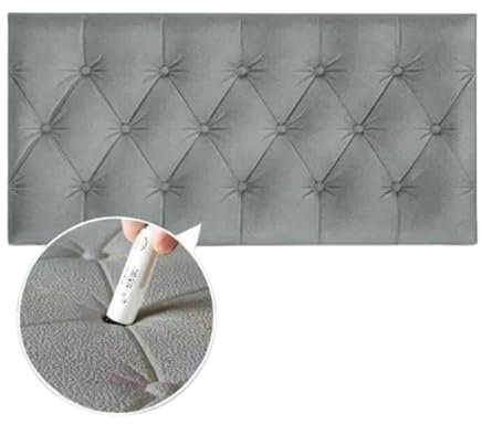 LIANTIAN Gepolsterte Wandpaneele, abziehbare und aufklebbare Materialpaneele, wandmontiertes Kopfteil, Antikollisionskissen für Schlafzimmer, Spielzimmer und mehr(Gray,60 * 30 * 0.70)