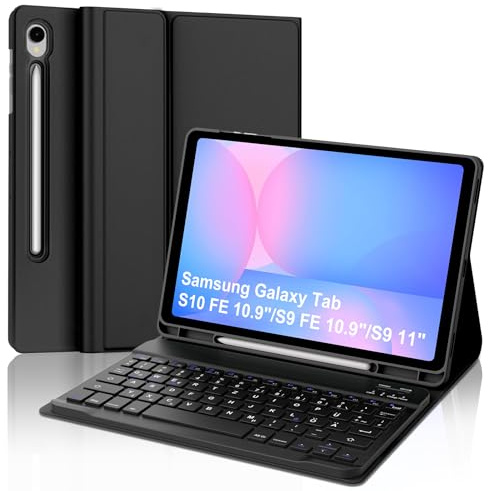 WAVATA Tastatur für Samsung Galaxy Tab S10 FE 10.9 2025/S9 FE/S9 11 Zoll 2023, Magnetische Bluetooth Abnehmbare QWERTZ Layout, Schwarz