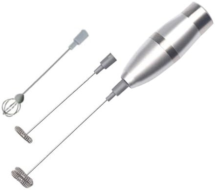 Milk Frother with 3 Stand, Mini Hand Held Blenders, Handheld Electrics Foam Maker Water-Proof Detachable Stainless Steel Whisk Drink Mixer Foamer for Lattes, Cappuccino,Egg (Silver)
