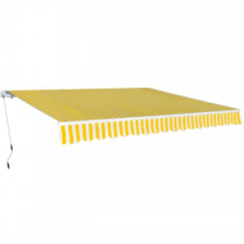 Toldo plegable de 600 cm, color amarillo/blanco, para el hogar y el jardín, césped y jardín, al aire libre, para ventanas y puertas